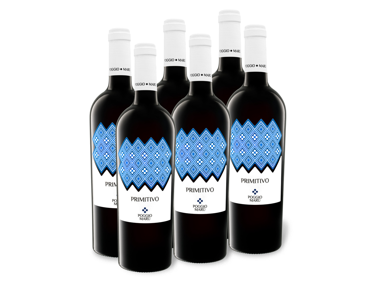 6 Weinpaket Poggio Primitivo x Maru 0,75-l-Flasche Sal…