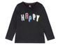 Schwarzes Langarmshirt mit dem Aufdruck 'Happy'