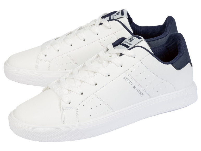 Weiße Stock & Hank Sneaker mit blauen Details.