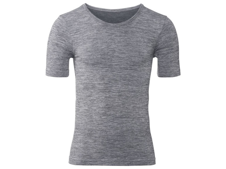 Ein graues T-Shirt mit kurzen Ärmeln.