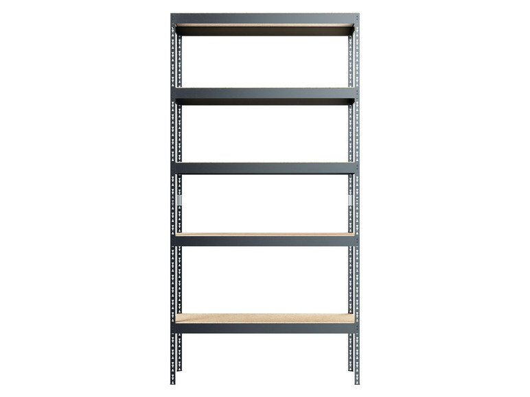 Ein Metallregal mit vier Ablagen