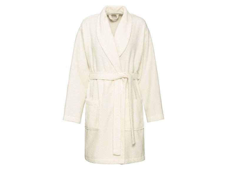 Ein weißer Bademantel mit Gürtel