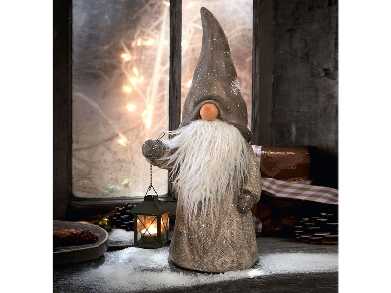 Gehe zu Vollbildansicht: Pureday Weihnachtsdeko - Dekofigur Wichtel Toby - Mit Teelichthalter - Bild 2