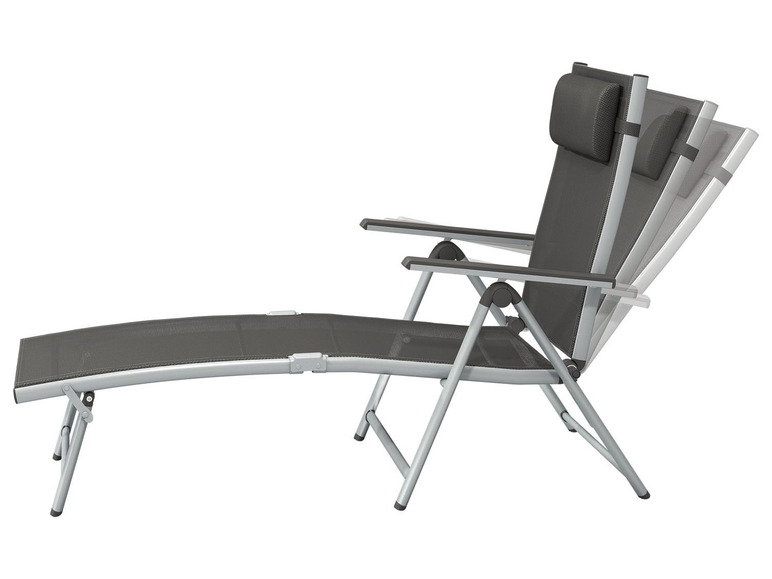 Gehe zu Vollbildansicht: FLORABEST® Liegestuhl Houston Aluminium, mit Armlehne, silber/grau - Bild 3