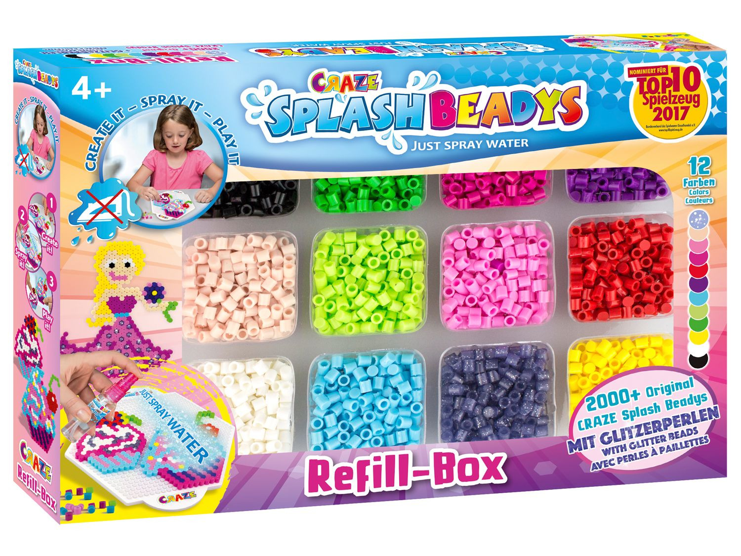 CRAZE Bastelperlen »SPLASH BEADYS« Refill Box mit Glitzerperlen ab 4 Jahren