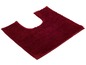 Eine dunkelrote Badematte mit einem U-förmigen Ausschnitt.