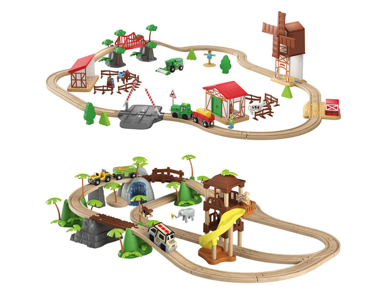 Go to full screen view: PLAYTIVE® Wooden Countryside / Jungle Train Set - Image 1