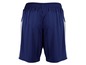 Blaue Sport Shorts mit weißen Akzenten.