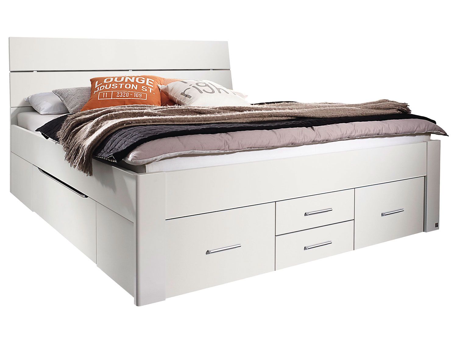 rauch ORANGE Scala – Futonbett (Dekor-Kopfteil,6 Schubkästen, Alpinweiß, 180x200cm) | 04053714623757