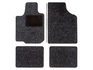 Set mit vier schwarzen Autofußmatten.