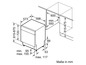 Installationsanweisungen für einen Einbaugeschirrspüler mit Maßen in Millimetern.