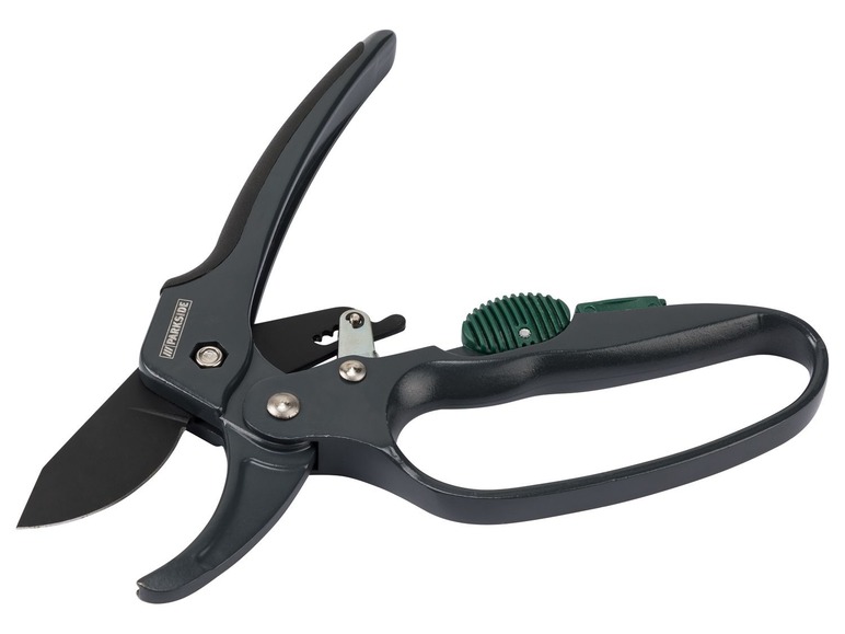 Eine graue Gartenschere der Marke Workside.