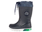 Dunkelblaue Gummistiefel mit leuchtender Sohle.