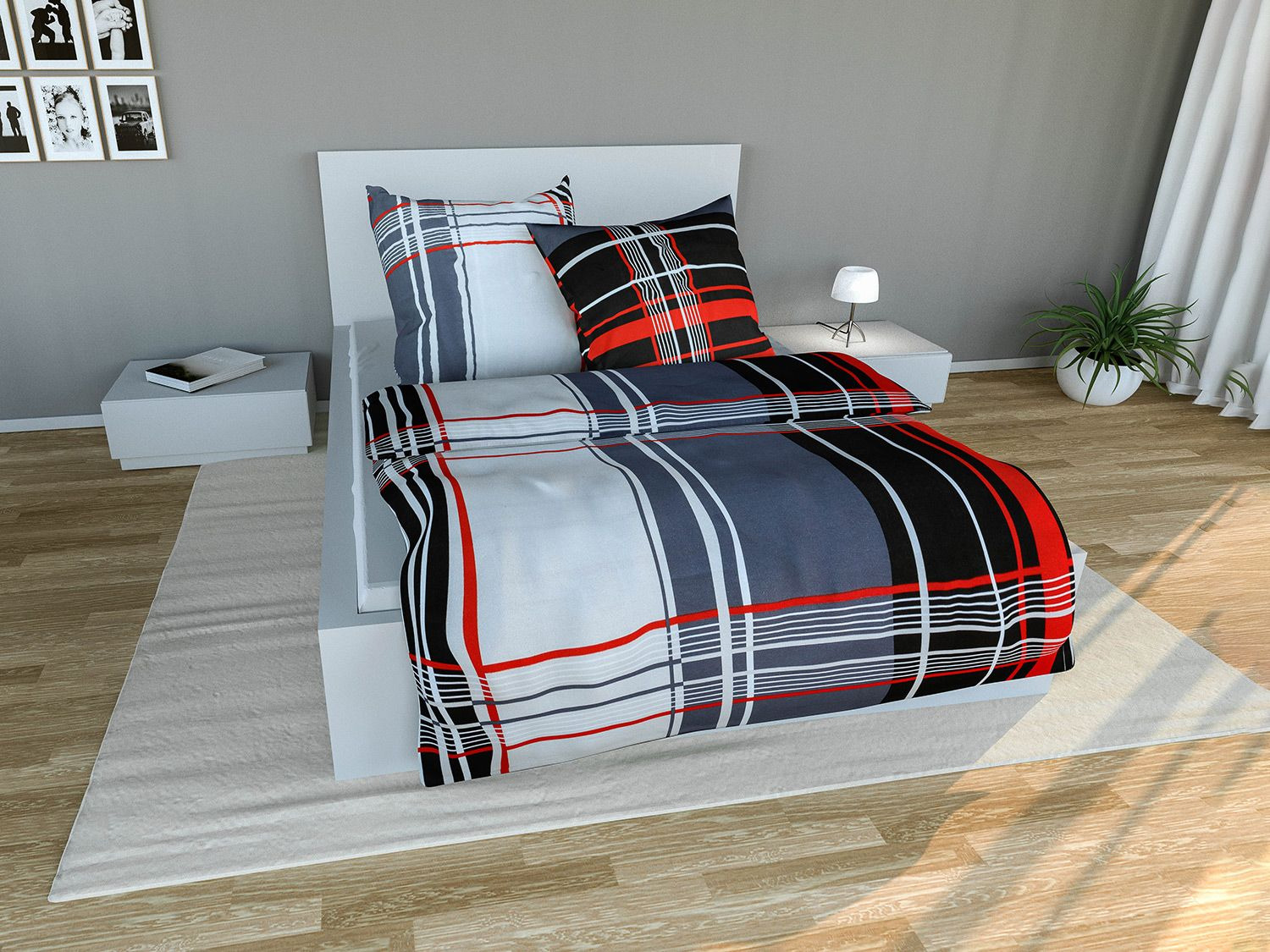 Setex Feinbiber Bettwäsche »Squares«, Silber LIDL