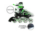 Grüne Inline-Skates mit '1 Klick System' und verstellbarer Größe.