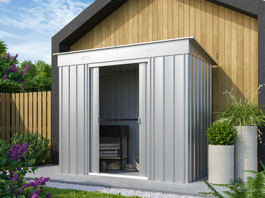 Globel Gerätehaus »Skillion« mit Pultdach, Stahlblech