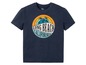Ein dunkelblaues T-Shirt mit einem Aufdruck von Palmen und dem Text 'Long Beach California'.