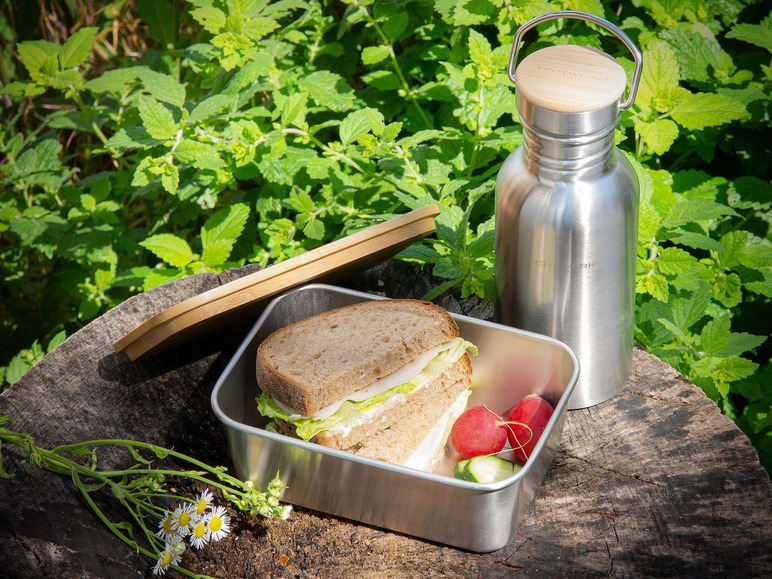 Gehe zu Vollbildansicht: ECHTWERK Praktische Lunchbox aus hochwertigem Edelstahl mit Bambusdeckel und Silikonband - Bild 14