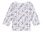 Weißes Langarmshirt mit Snoopy-Print und rosa Herzen.