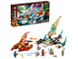 LEGO Ninjago Set mit zwei Schiffen und Minifiguren.