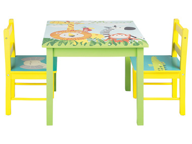 Livarno Home Kinder Tisch mit 2 Stühlen, mit Safari-Motiven