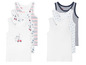 Zwei Sets Baby-Tanktops, eines mit Paris-Thema und das andere mit Sternen und Streifen.