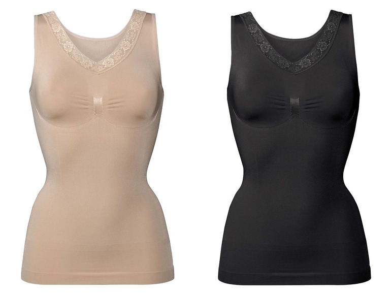 Zwei nahtlose Tanktops mit Spitze für Frauen.