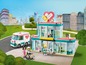 LEGO Friends Krankenhaus mit Krankenwagen, Minifiguren und Zubehör.