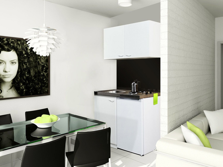 Gehe zu Vollbildansicht: respekta Küchenzeile, Single, B 100 cm, mit 2er Kochfeld, inklusive Kühlschrank - Bild 2