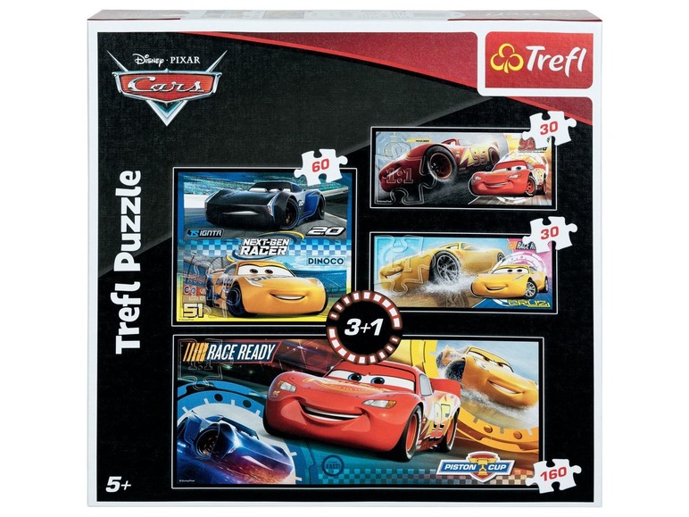 Trefl Puzzle-Set mit Cars-Motiv, mit Lightning McQueen, Cruz Ramirez und anderen Autos.