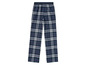 Blau-weiße karierte Schlafhose.