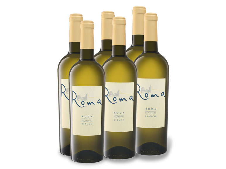 Gehe zu Vollbildansicht: 6 x 0,75-l-Flasche Weinpaket Roma Bianco DOC trocken, Weißwein - Bild 1