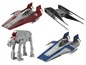Star Wars-Raumschiffe, darunter ein Tie Fighter und ein AT-ST Walker.