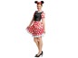 Eine Frau in einem Minnie Mouse Kostüm.