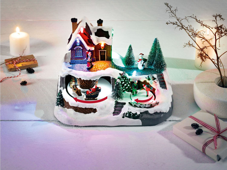 Gehe zu Vollbildansicht: MELINERA® LED Weihnachtsdorf, mit beweglichen Funktionen - Bild 12