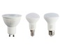 Drei LivarnoLux LED-Lampen: GU10, E14 und E27