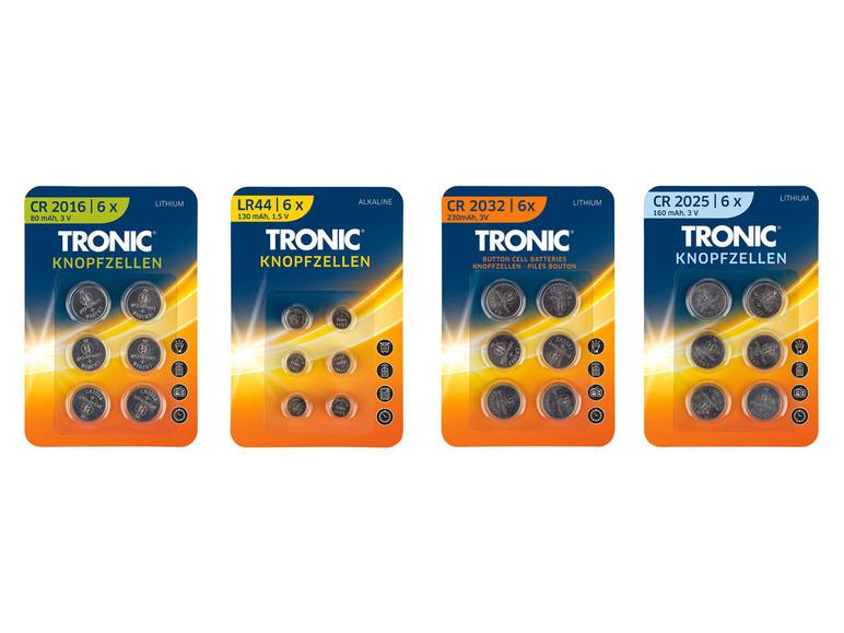Gehe zu Vollbildansicht: TRONIC® Knopfzellen, 1,5 V Alkaline / 3 V Lithium - Bild 1