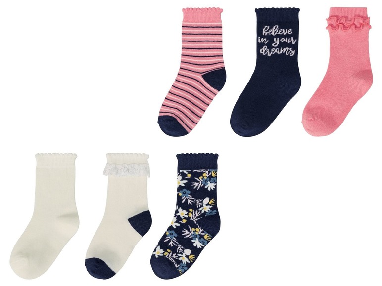 Gehe zu Vollbildansicht: LUPILU® Kleinkinder Socken Mädchen, 3 Stück, mit Print, mit Baumwolle - Bild 1