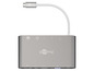 Goobay USB-C Hub mit HDMI, VGA, SD-Kartenslot, USB-Ports und Kabel.