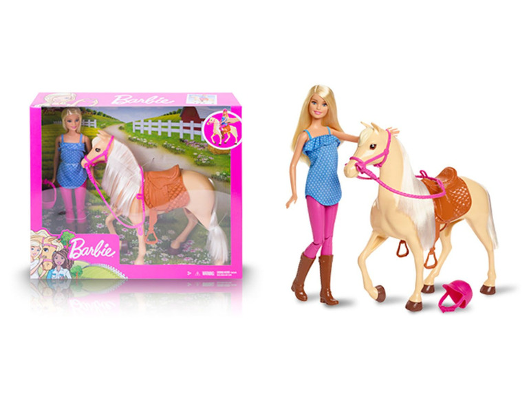 Gehe zu Vollbildansicht: Barbie Pferd & Puppe - Bild 1