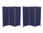 Zwei blaue Faltwände mit je drei Paneelen.