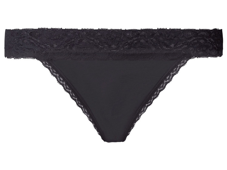 Schwarzer String mit Spitze.