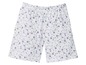 Weiße Shorts mit Sternen- und Wolkenmuster.