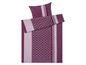 Ein lilafarbenes Bettbezug-Set mit geometrischem Muster.