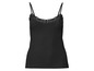 Schwarzes Tanktop mit Spitze.