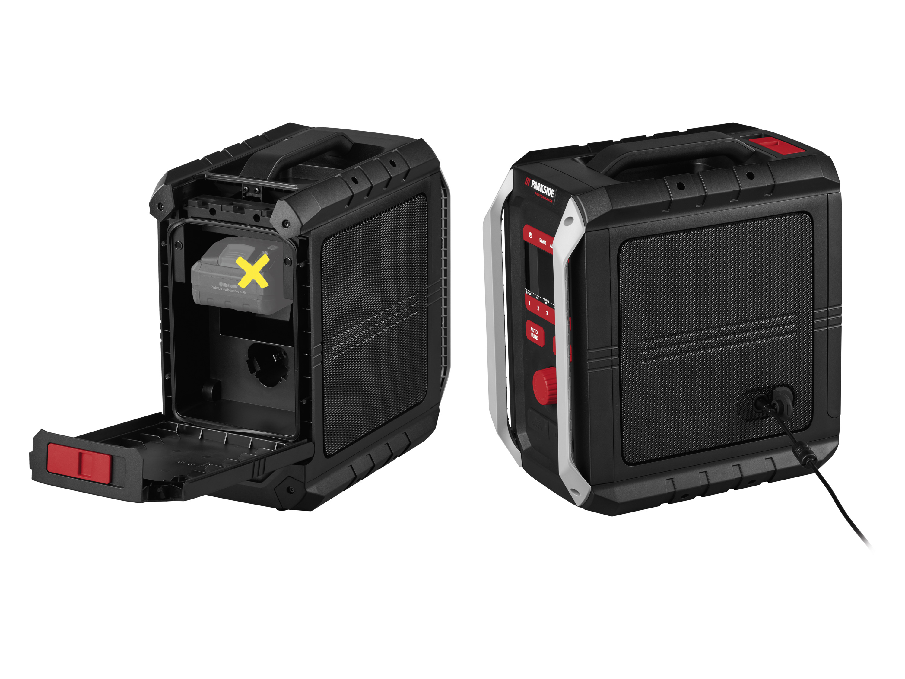 Thumbnail - PARKSIDE PERFORMANCE® 20 V / 12 V / 230 V Akku-Baustellenradio »PBR 36 A1«, ohne Akku und Ladegerät, mit Netzteil