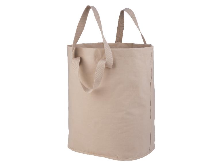 Große, robuste beige Stofftasche, ideal zum Einkaufen oder Aufbewahren.