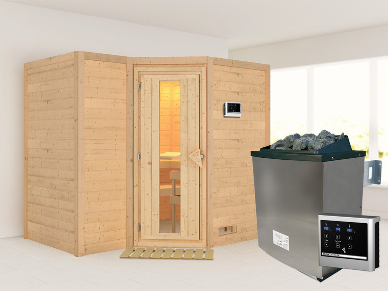 Gehe zu Vollbildansicht: Karibu Indoor-Sauna »Aspby«, Eckeinstieg, 9 kW Ofen - Bild 15