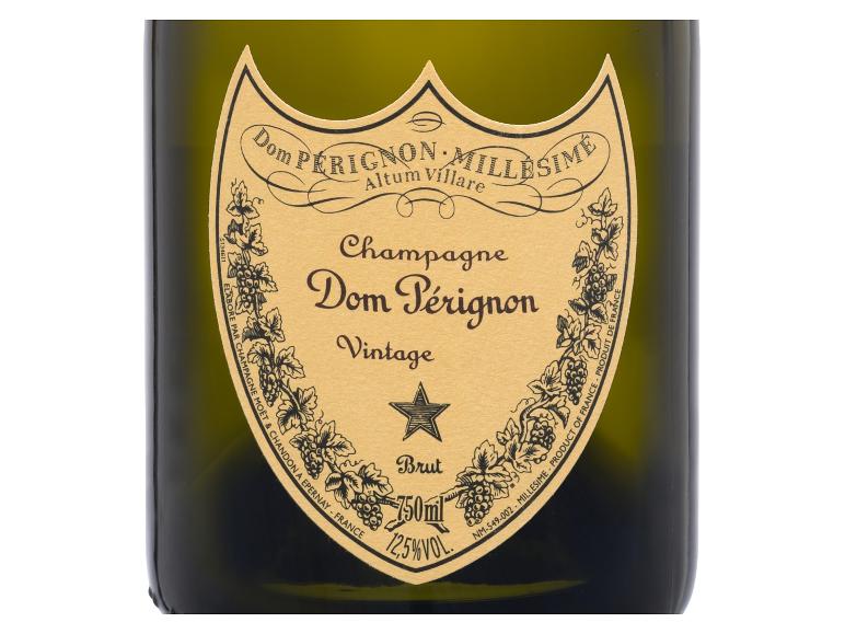 Etikett einer Dom Pérignon Millésime Vintage Brut Champagnerflasche
