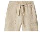 Beige Baumwollshorts mit elastischem Bund und Kordelzug.
